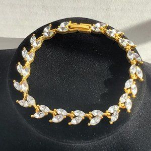 14K Gold 2ct Diamond Leaf Tennis Bracelet Ladies 14 Karat Silver Jewelry 2 ct